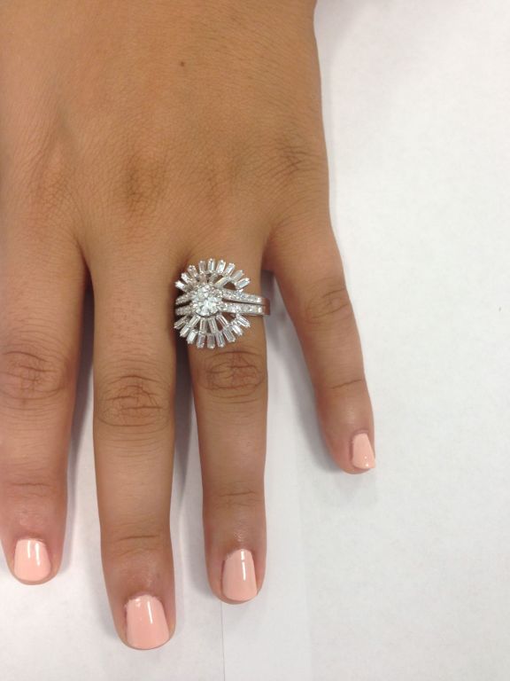Platin Diamant Sunburst Ring 3