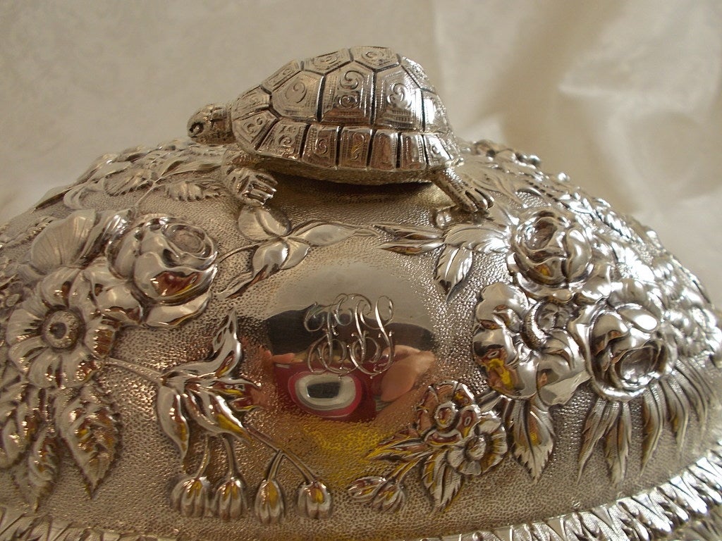 Repousse by Kirk Sterling Silver Terrapin Tureen w/TURTLE 5