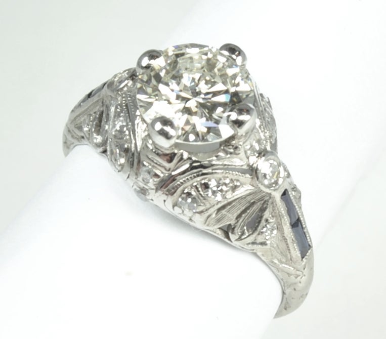 Art Deco Ring with an Old European Cut 1.69 carat Diamond For Sale 5