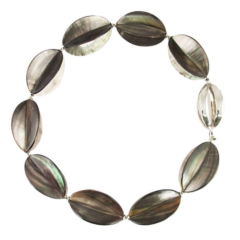 Nacre Shell Star Fruit and Sterling Silver Choker Necklace