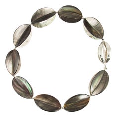 Retro Nacre Shell Star Fruit and Sterling Silver Choker Necklace