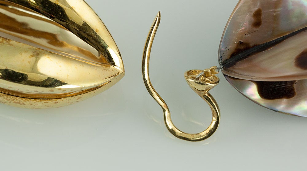 Moderniste Collier ras du cou de créateur en argent sterling doré avec étoile de fruits en forme de coquillage en vente