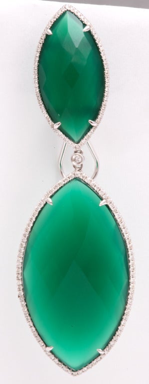 Women's Bold Green Agate Diamond Earrings