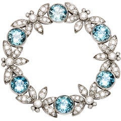 Tiffany & Co., Diamond and Aquamarine Brooch