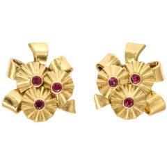 1940s Van Cleef and Arpels Ruby and Gold Earrings