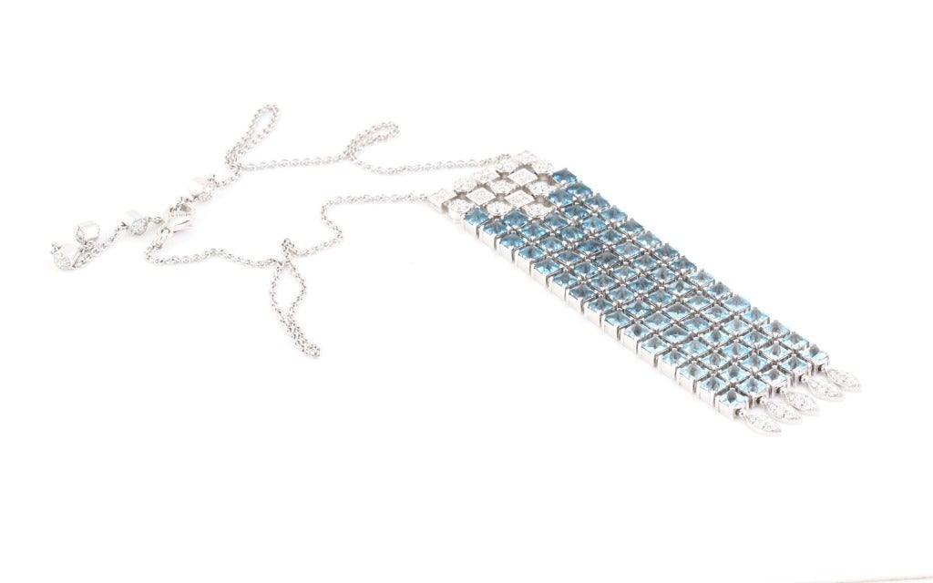 BULGARI Blue Topaz and Diamond Lucea Necklace In Excellent Condition For Sale In Los Angeles, CA