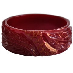 Carved Burgundy Bakelite Bracelet Carved Burgundy Bakelite Bracelet