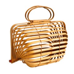 Mid-Century Japanese Folding Bamboo Bag