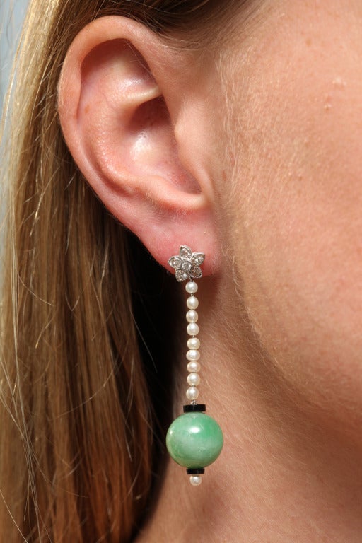  Antique Art Deco Jade Earrings 3