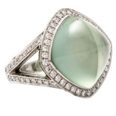  Tsavorite, Diamond and Prehnite Gold dress ring