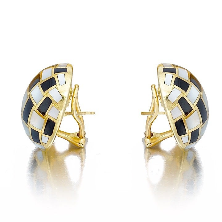 Tiffany & Co Onyx Mother of Pearl Large Size Earrings