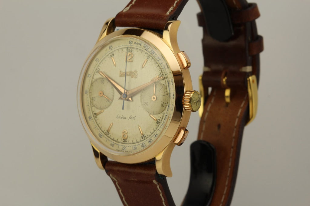 Eberhard Rose Gold Extra-Fort Chronograph Wristwatch circa 1950s