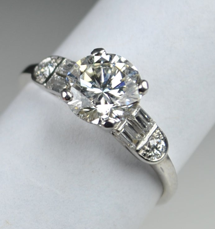 Art Deco Platinum Ring with a 1.49 carat Diamond