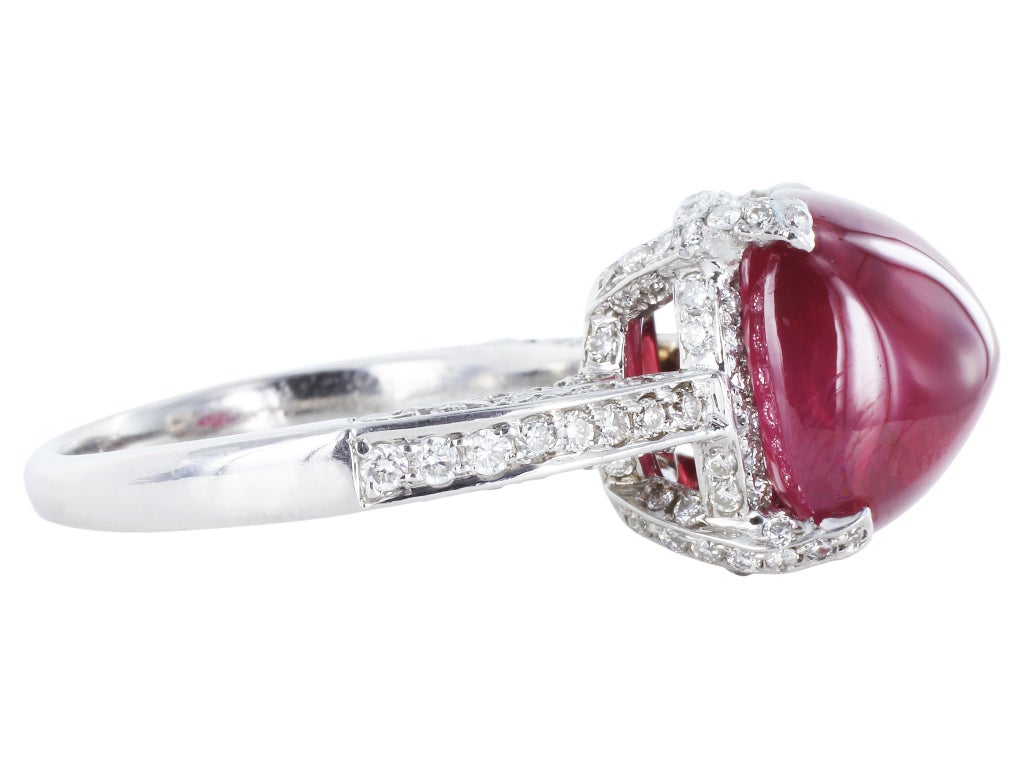 Sugarloaf Cabochon Unheated Natural Ruby 11.51carats Ring