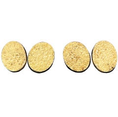 Cartier Yellow Gold Oval Nugget Cufflinks