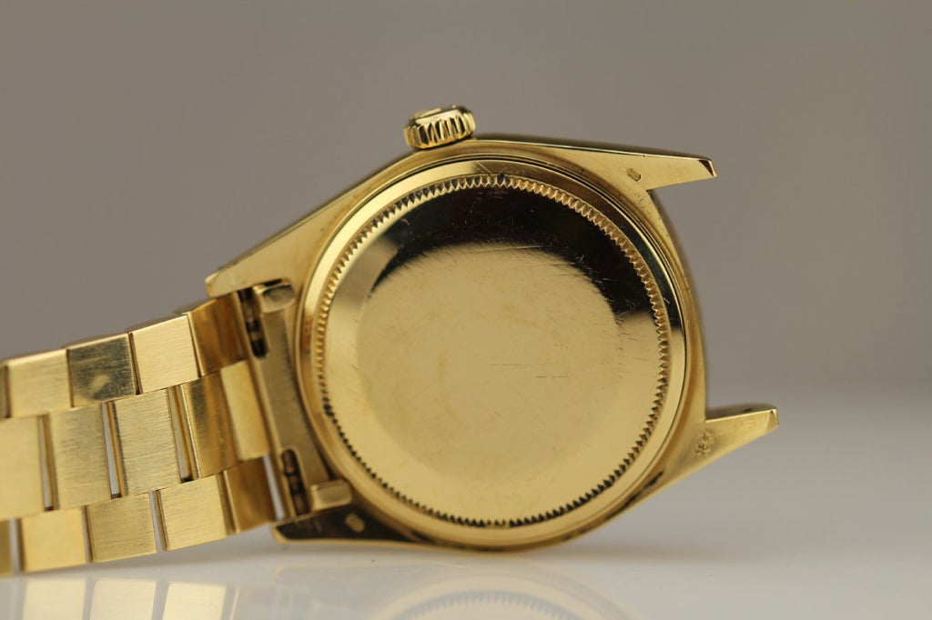 Men's Rolex Yellow Gold Day-Date President Wristwatch Ref 18038 circa 1980s