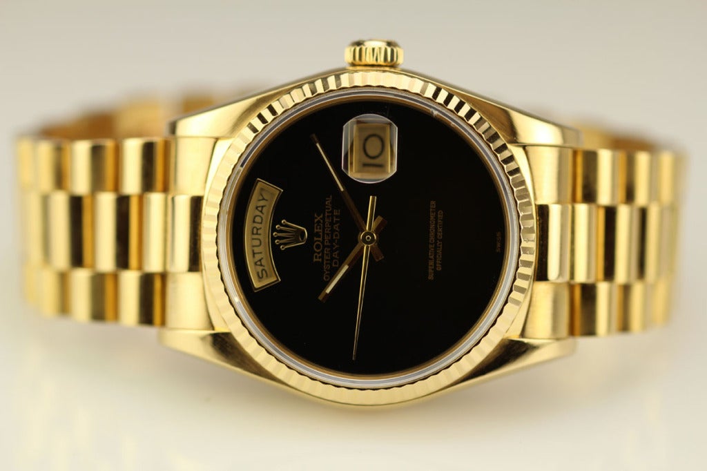 Rolex Yellow Gold Day-Date President Wristwatch Ref 18038 circa 1980s 1