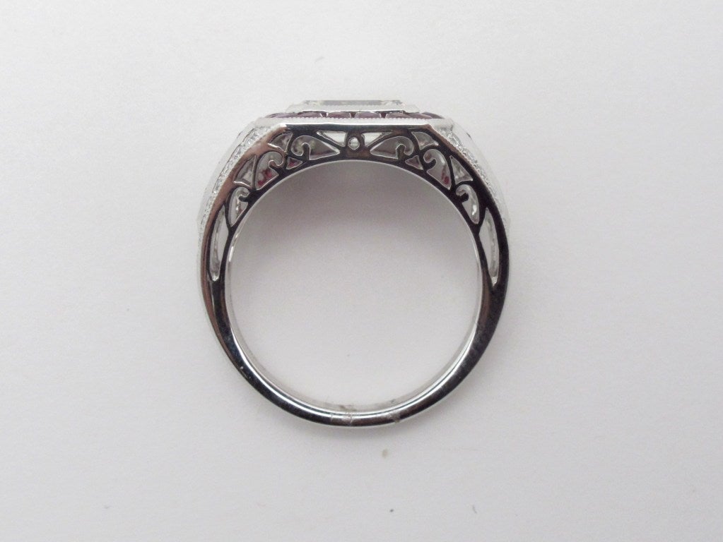 Contemporary Ruby Diamond Platinum Ring In New Condition In Santa Fe, NM