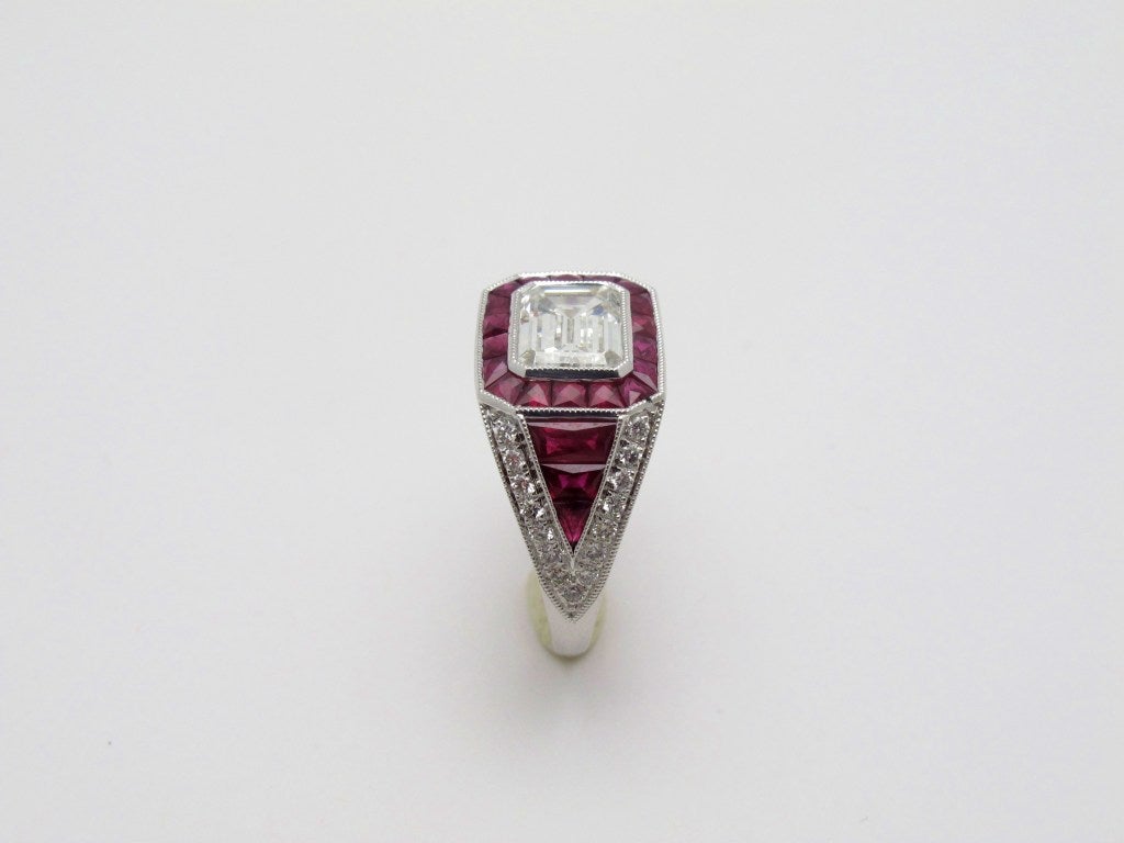 Women's Contemporary Ruby Diamond Platinum Ring