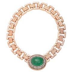 Spectacular Emerald and Diamond Gold Necklace