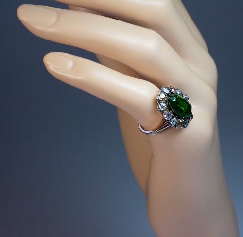 Victorian Antique Russian 5 Carat Demantoid Fancy Colored Diamond  Ring