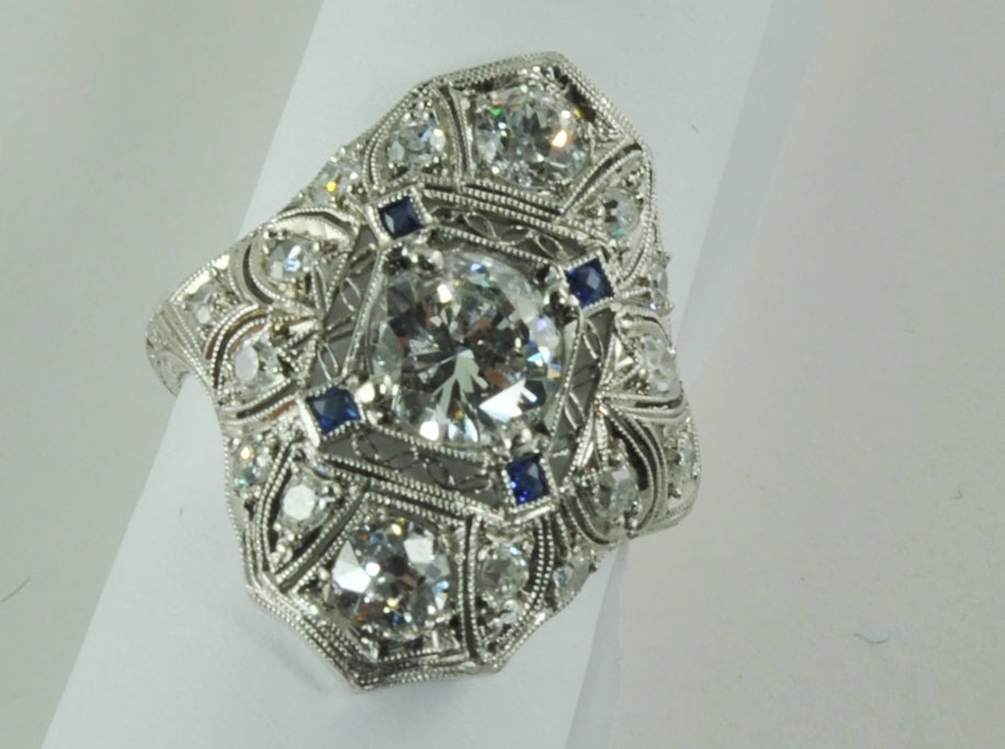 Women's 1920's Diamond ''Dinner'' Ring For Sale
