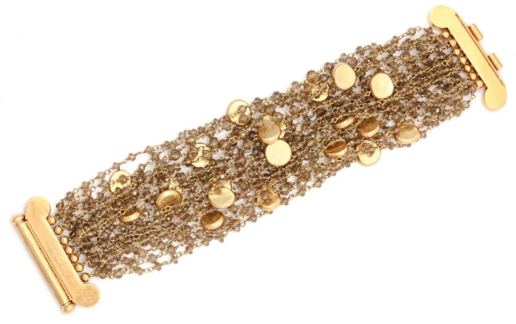 Contemporary Garnet Gold Bead Bracelet