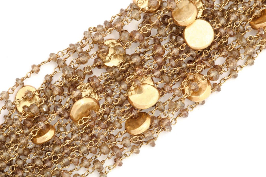 Women's Garnet Gold Bead Bracelet