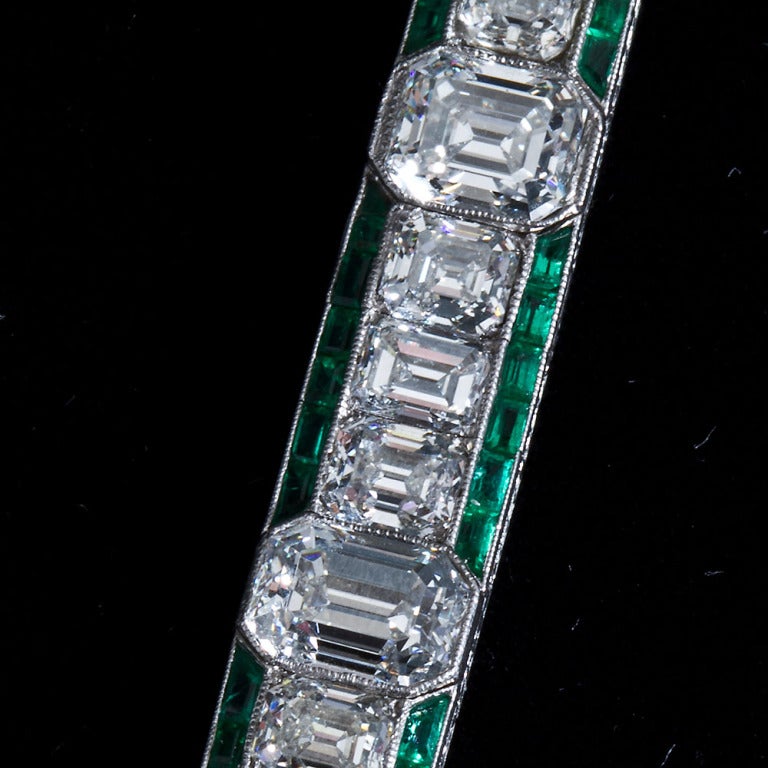 Women's OSCAR HEYMAN Art Deco Diamond Emerald Bracelet