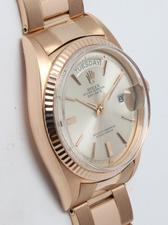 Rolex Rose Gold Day-Date President Wristwatch circa 1970s In Excellent Condition In West Hollywood, CA