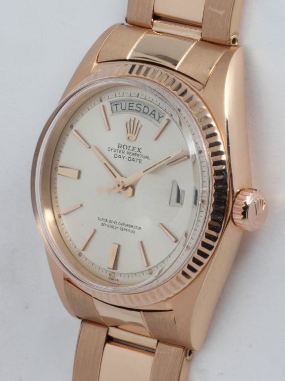 Men's Rolex Rose Gold Day-Date President Wristwatch circa 1970s