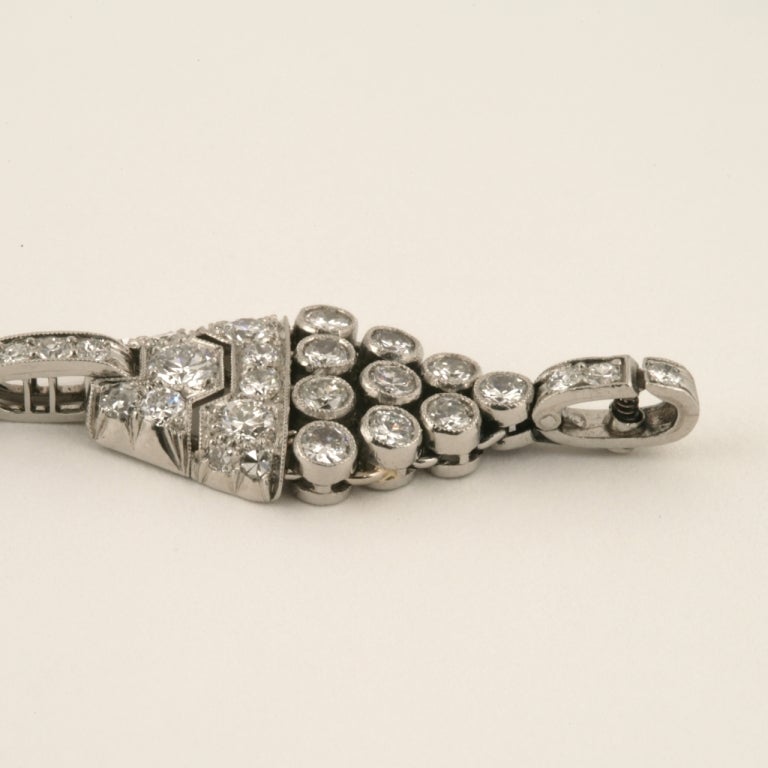 Women's 1920's Art Deco Diamond and Platinum Link Bracelet