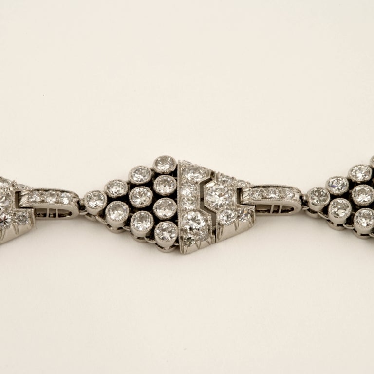 1920's Art Deco Diamond and Platinum Link Bracelet 1