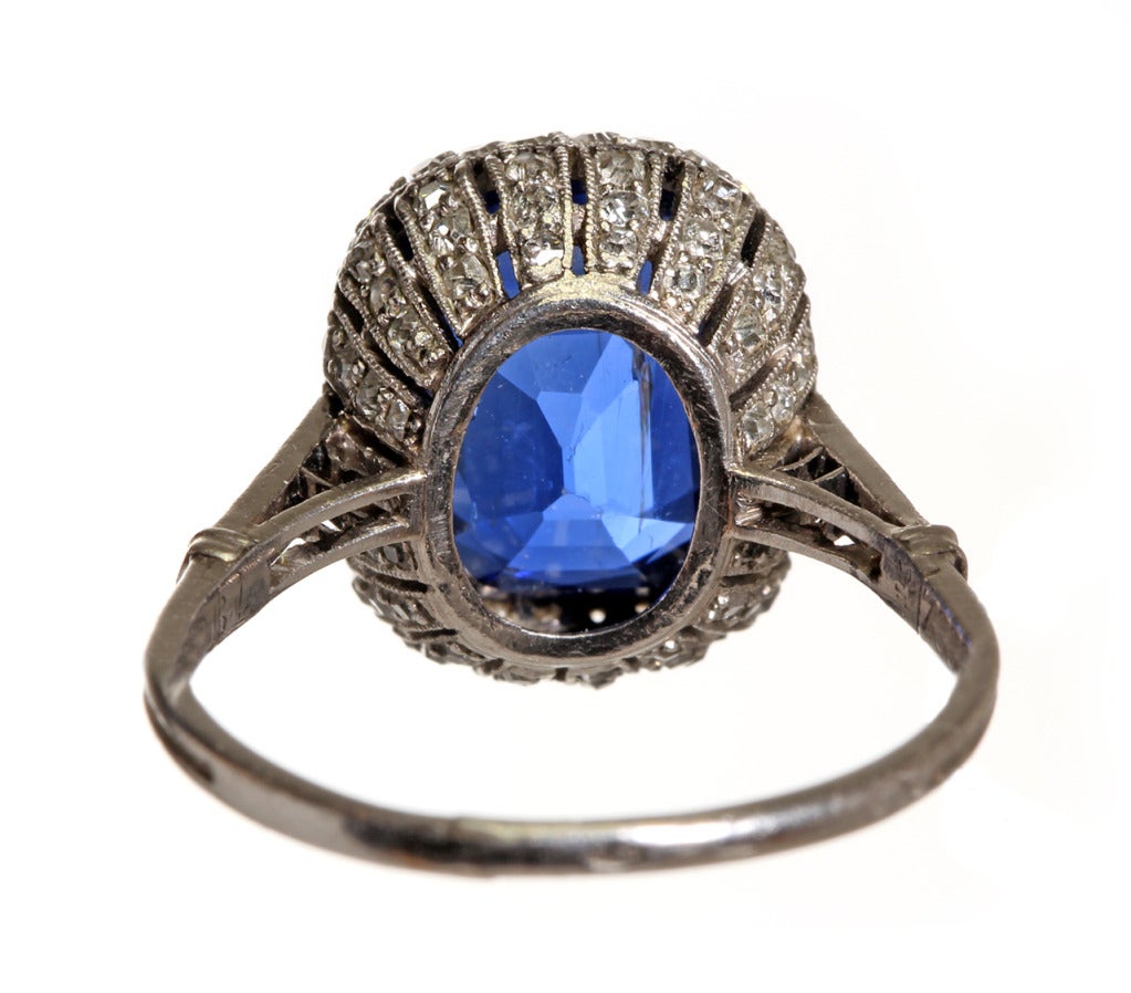 Edwardian French Belle Epoque Natural Sapphire And Diamond Ring