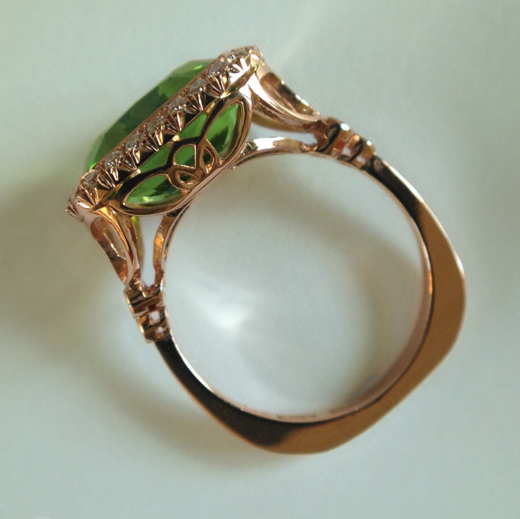 Dalben Peridot Diamond Gold Ring 1