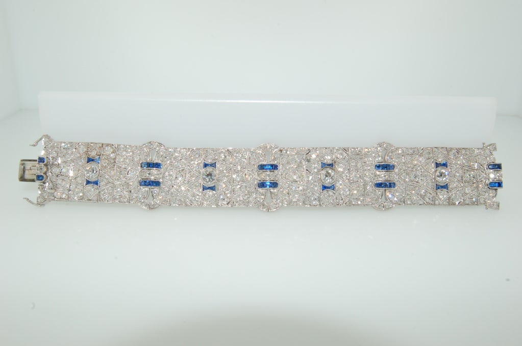 1920s Wide Diamond Platinum Bracelet