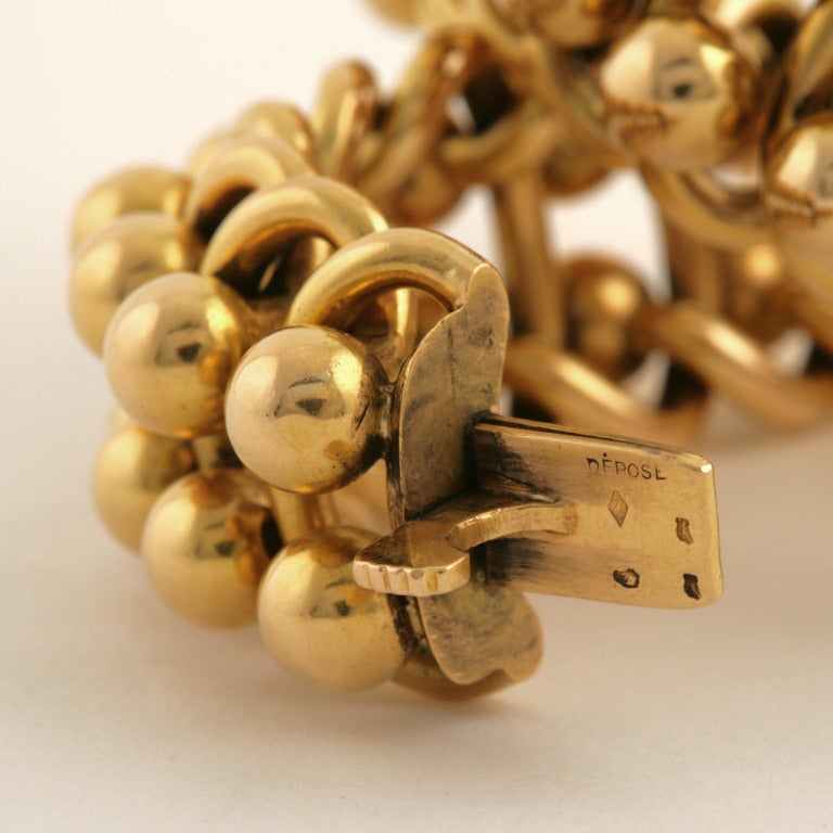 Yendis Paris Retro Französisch Gold Link Armband im Zustand „Hervorragend“ in New York, NY