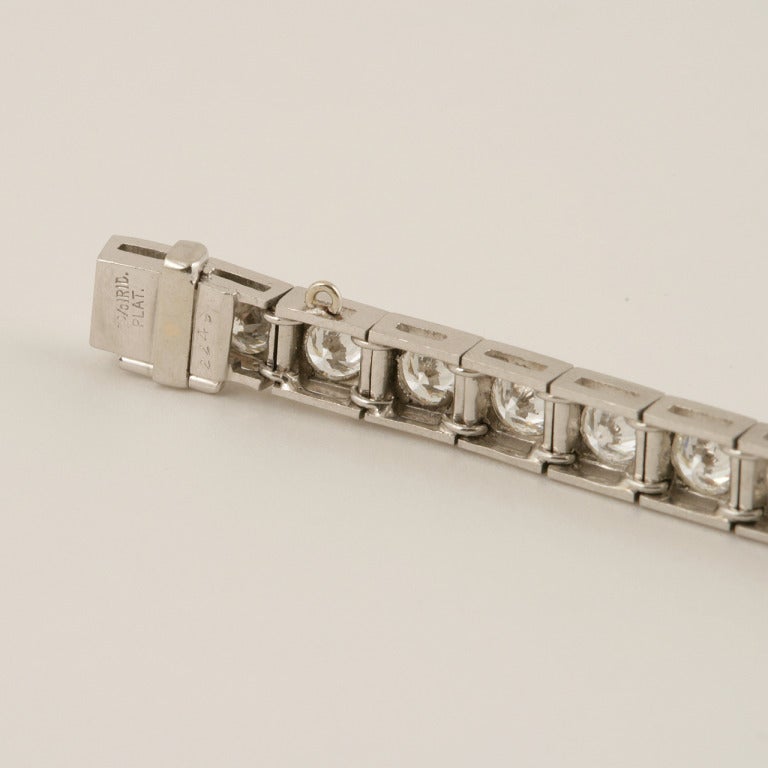 Women's Mid-20th Century Diamond and Platinum Line Bracelet