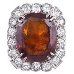 1920s Hessonite Garnet Cluster Ring