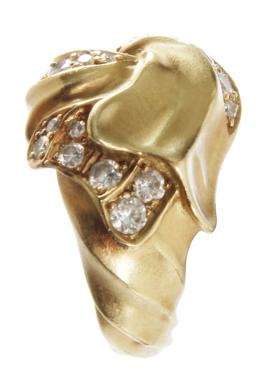 Pedro Boregaard Gold and Diamond Ring For Sale 1