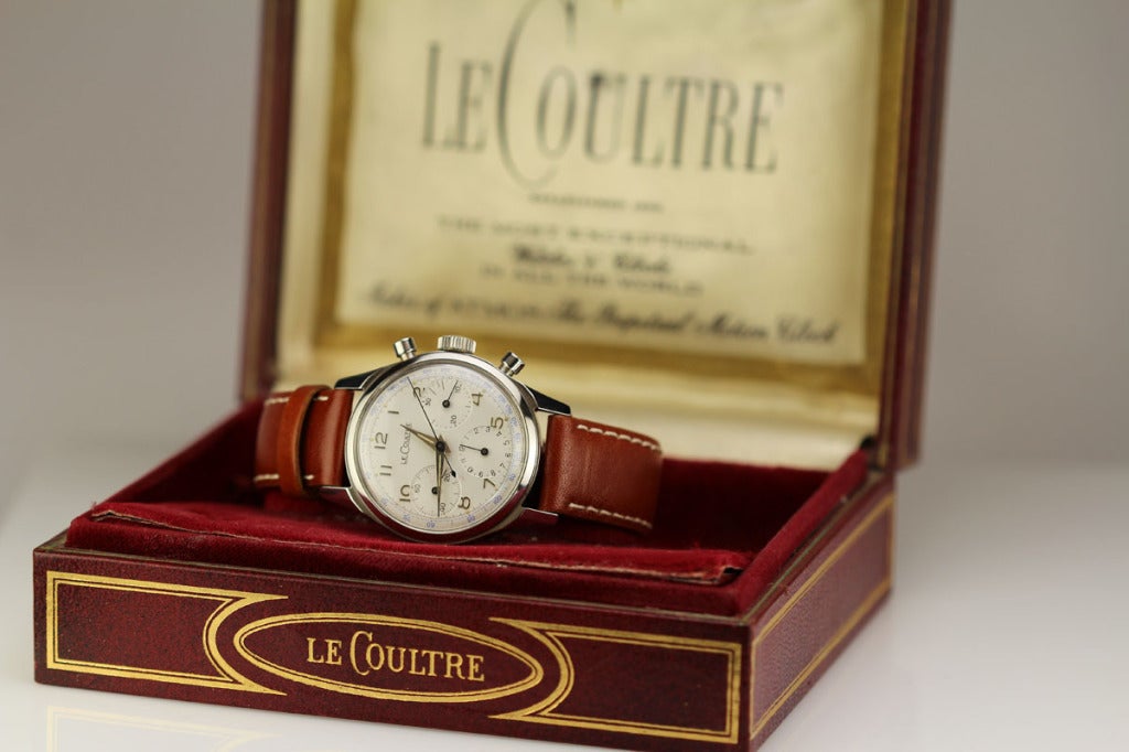 LeCoultre Stainless Steel Chronograph Wristwatch circa 1950s 6