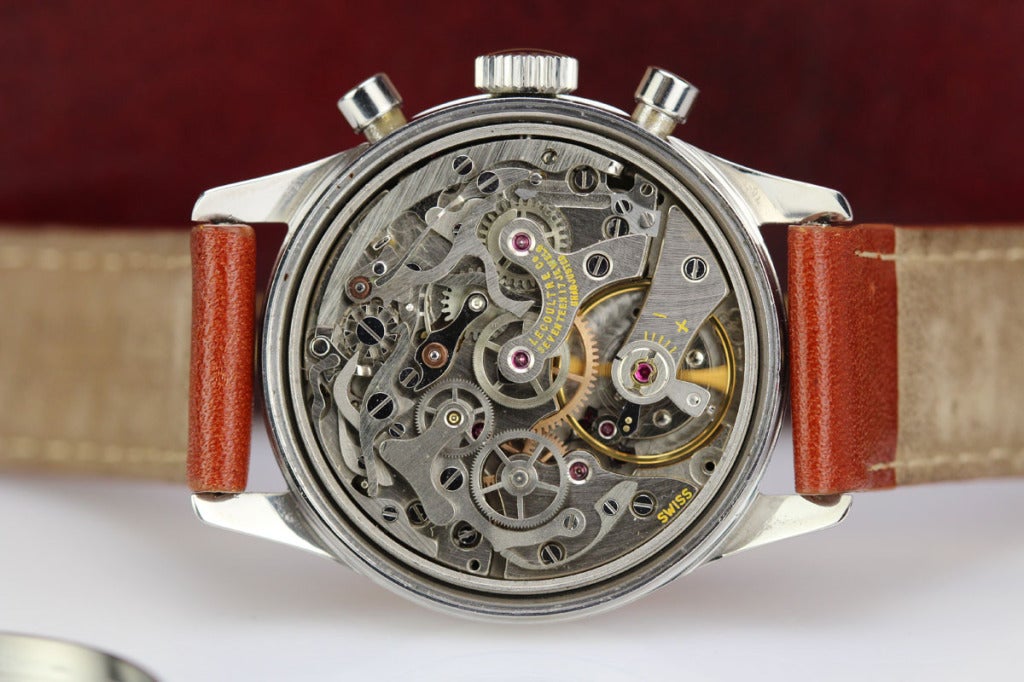 LeCoultre Stainless Steel Chronograph Wristwatch circa 1950s 3