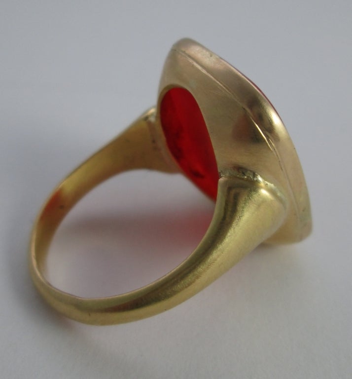 A Late 19th Century Gold and Cornelian Intaglio Signet Ring