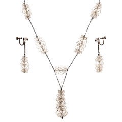 Russian Rock Crystal & Sterling Necklace & Earring Set 1