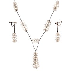 Russian Rock Crystal & Sterling Necklace & Earring Set