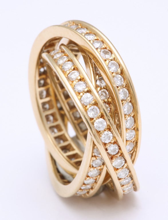 Cartier Diamond Gold Trinity Ring In Excellent Condition In Bal Harbour, FL