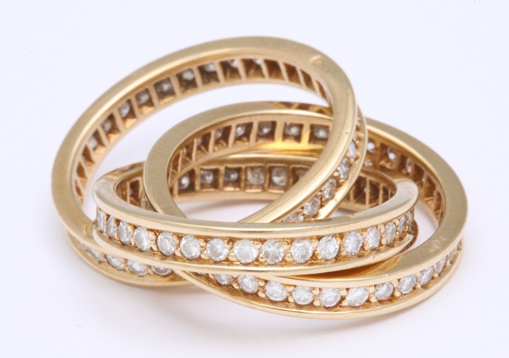 Women's Cartier Diamond Gold Trinity Ring