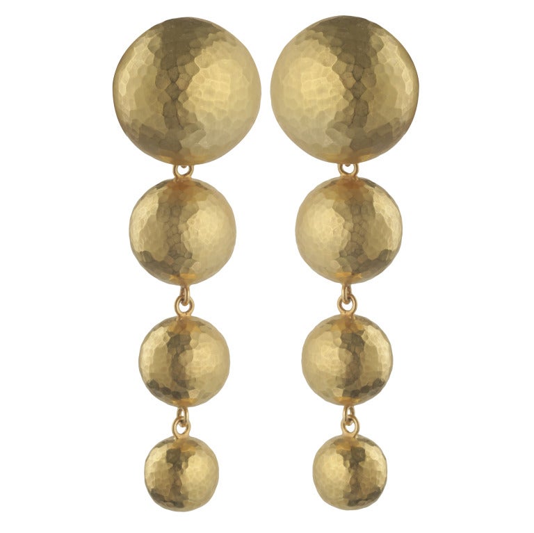 Hammered Gold Earrings by Paloma Picasso for Tiffany and Co. For Sale