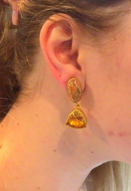 Yossi Harari Opal Citrine Gold Earrings 1