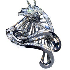 Superb 40's French Diamond & Platinum  Pendent, Draped Design